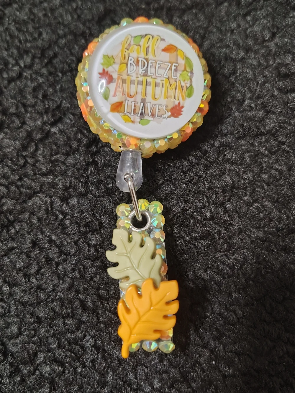 Fall Autumn leaves Retractable Badge Reel Work Id Holder Nurse Teacher Id